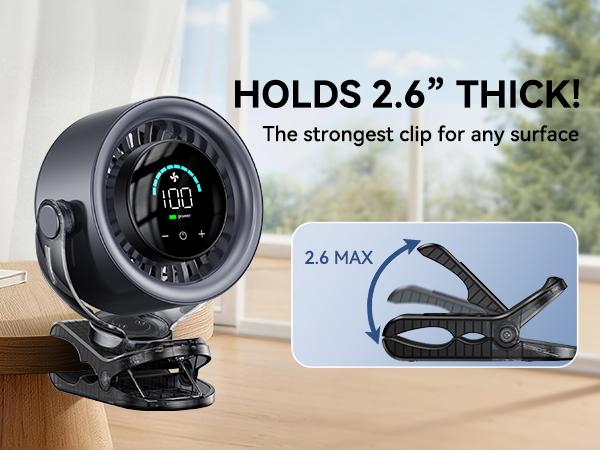 Portable Clip On Fan | 4000mAh Rechargeable, 100-Speed Touch LED Screen, 360° Silent Turbo Fan for Stroller Camping Golf Gym Travel